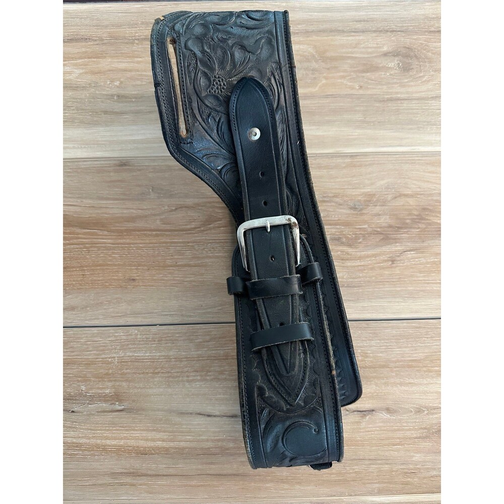 Vintage Western Tooled Holster Gun Belt Drop Loop 40